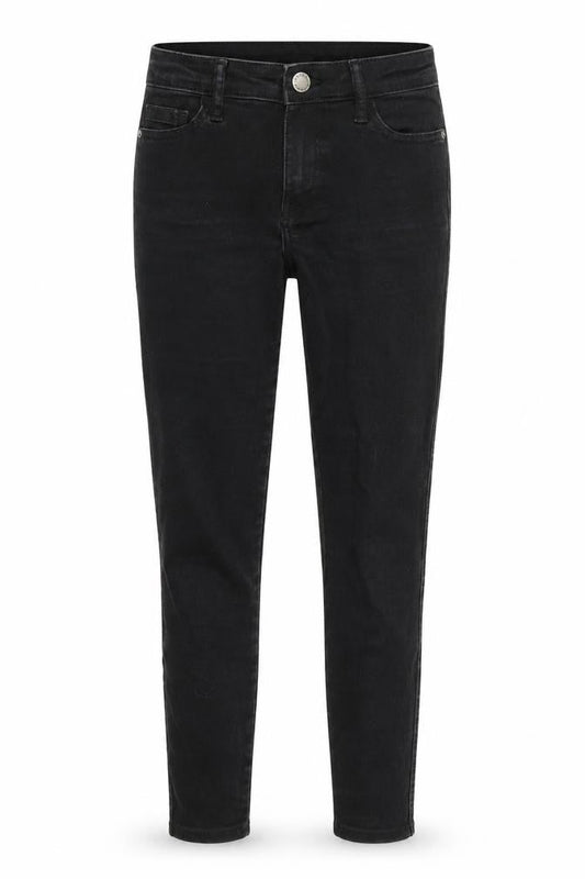 Front view of Miss Selfridge women’s black denim skinny jeans, size UK 8, 25-inch leg