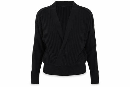 Front view of Miss Selfridge women’s black knit jumper, size UK 6