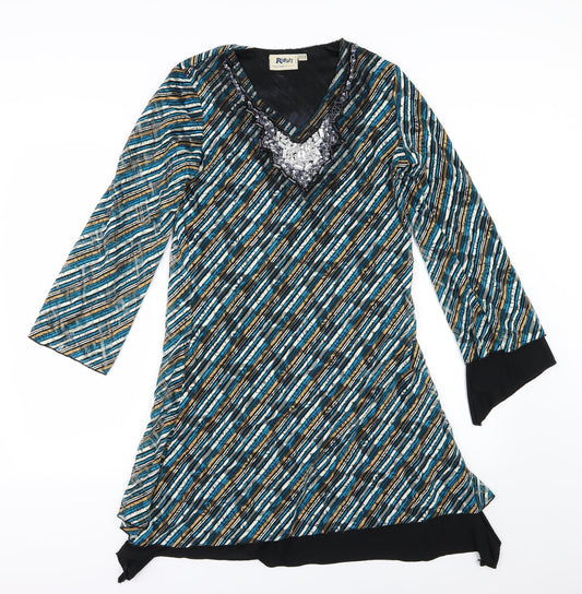 Rupali Womens Multicoloured Striped  A-Line  Size S  - Beaded