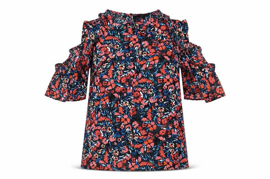 F&F Womens Multicoloured Floral  Basic Blouse Size 8  - cold shoudler