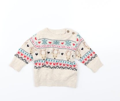 Additional front view of Very girls’ brown knit jumper, size 0-3, months - winter