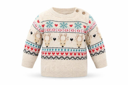 Front view of Very girls’ brown knit jumper, size 0-3, months - winter