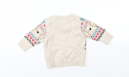 Back view of Very girls’ brown knit jumper, size 0-3, months - winter