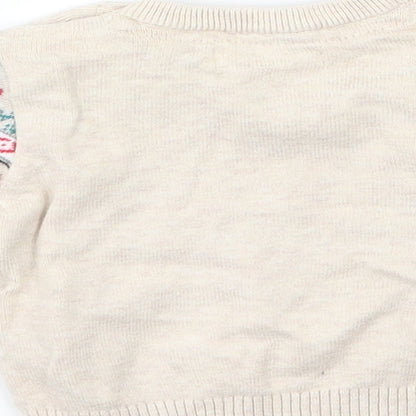 Brand and care label for Very girls’ brown knit jumper, size 0-3, months - winter