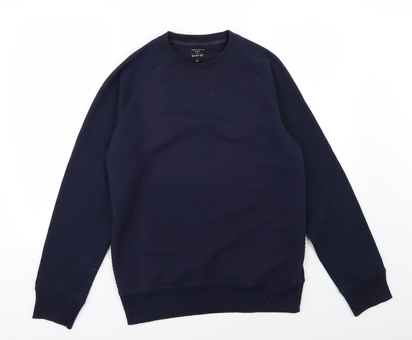 Easy Womens Blue Argyle/Diamond Jersey Pullover Sweatshirt Size M