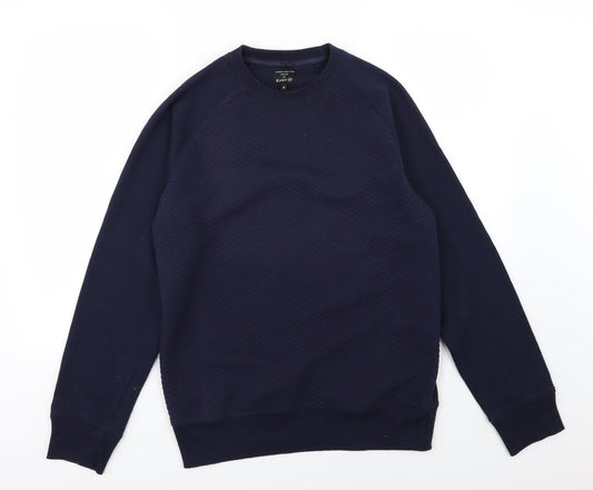 Easy Womens Blue Argyle/Diamond Jersey Pullover Sweatshirt Size M