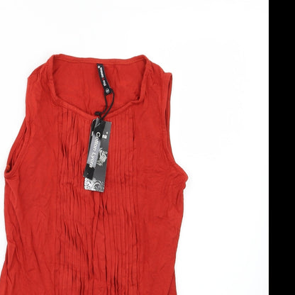 Close-up detail of Rozanna women’s red jersey basic tank, size M