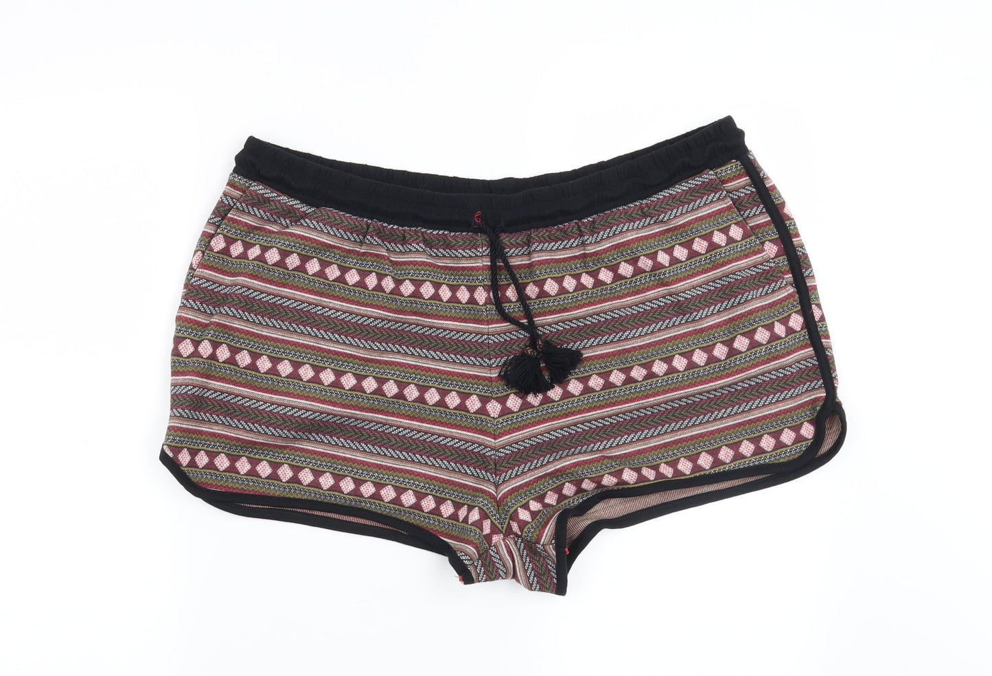 Preworn Womens Red Geometric  Sweat Shorts Size 36 in