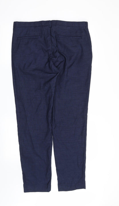 Back view of H&M men’s blue trousers, size 36, in, 31-inch leg