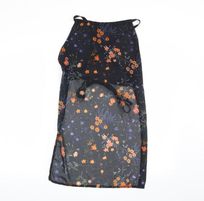 Additional front view of Missguided women’s black floral basic blouse, size UK 8