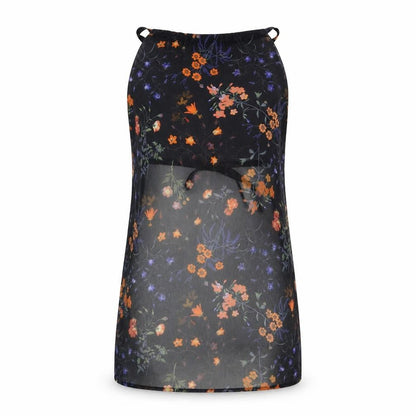 Front view of Missguided women’s black floral basic blouse, size UK 8