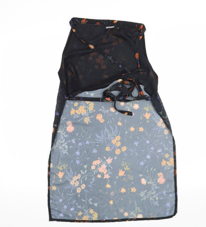 Back view of Missguided women’s black floral basic blouse, size UK 8