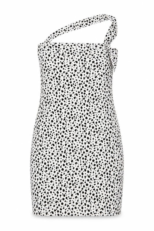 Front view of Missguided women’s white animal print bodycon, size UK 8