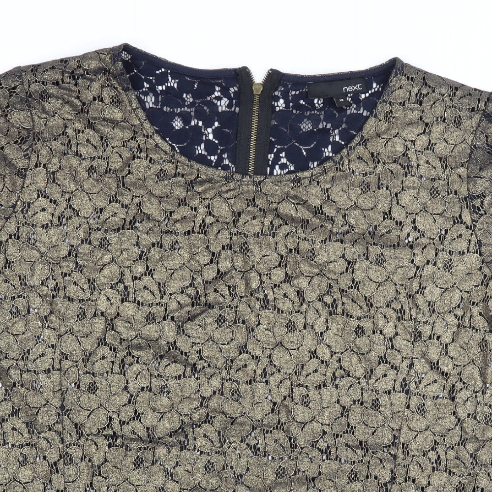 NEXT Womens Gold Floral  Basic Blouse Size 10