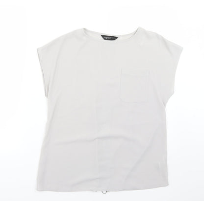 Additional front view of Dorothy Perkins women’s grey basic t-shirt, size UK 10