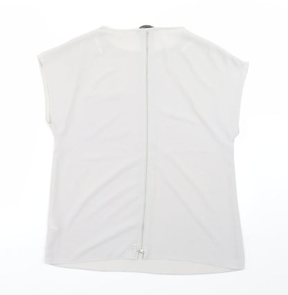Back view of Dorothy Perkins women’s grey basic t-shirt, size UK 10
