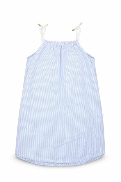 Front view of H&M girls’ blue striped basic blouse, size 7-8, years
