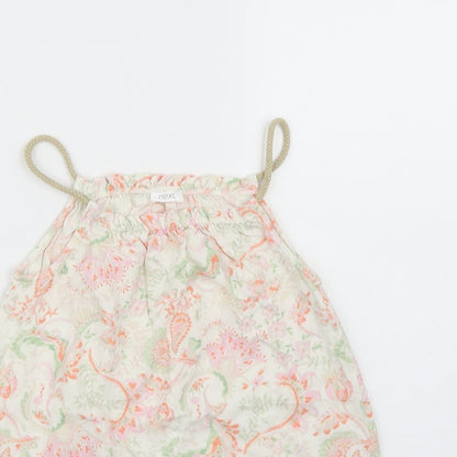 Close-up detail of Next girls’ white floral basic t-shirt, size 6, years