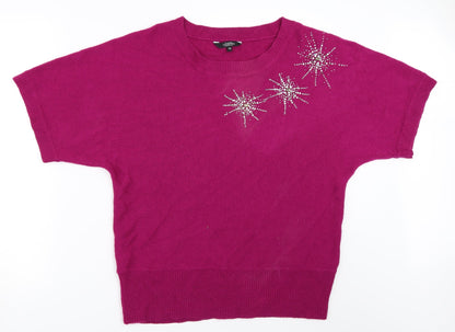 Front view of Debenhams women’s purple jumper, size UK 18