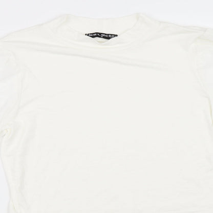 Close-up detail of Select women’s ivory basic blouse, size M