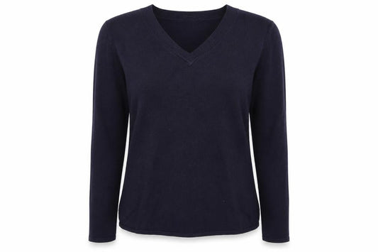 Front view of Bonmarché women’s blue jumper, size UK 16