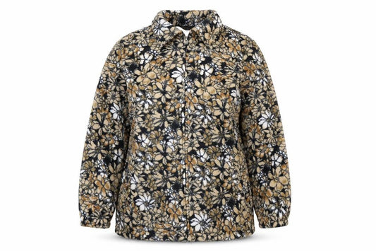 Front view of Classics women’s beige floral jacket, size UK 16