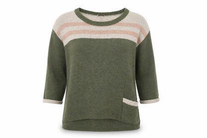 Front view of Wrap women’s green jumper, size XS