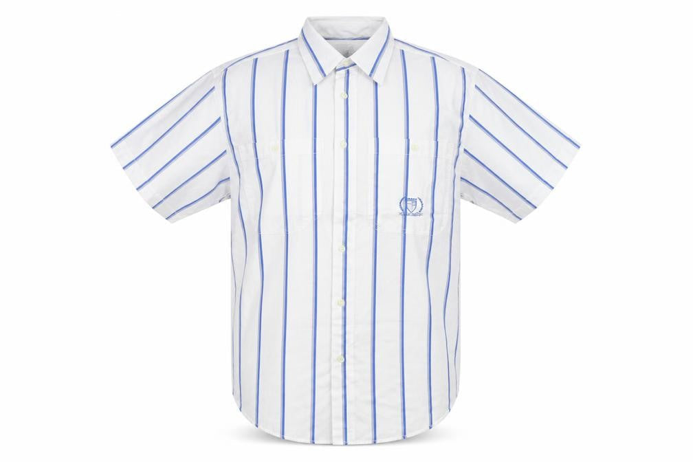 Wide Boy Mens White Striped   Button-Up Size M