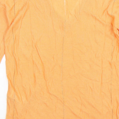 Brand and care label for Next women’s orange knit jumper, size UK 6