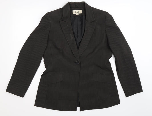 Le Suit Womens Black Striped  Jacket Suit Jacket Size 10