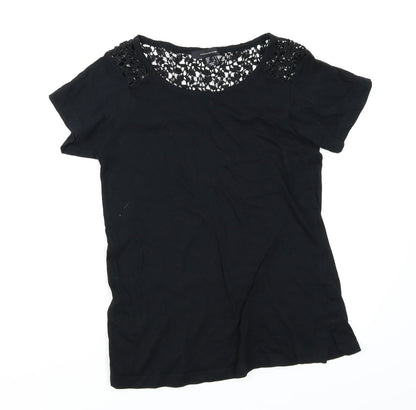 Front view of Atmosphere women’s black basic t-shirt, size UK 6