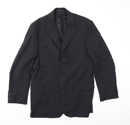 Additional front view of Patrick Bernard men’s black jacket suit jacket, size 38
