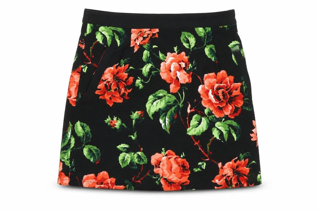 Hearts & Bows Womens Black Floral  Straight & Pencil Skirt Size 8