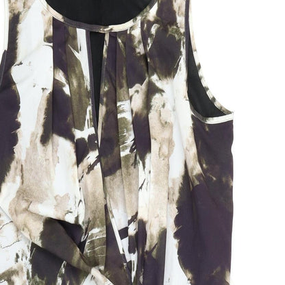 Close-up detail of H&M women’s multicoloured animal print basic tank, size UK 6