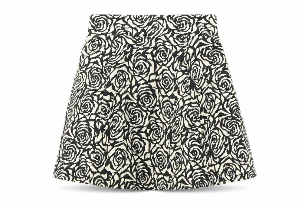 H&M Womens White Floral  A-Line Skirt Size 8
