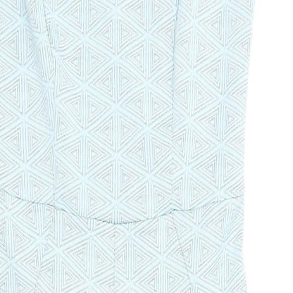 Brand and care label for Atmosphere women’s blue argyle/diamond bodycon, size UK 6