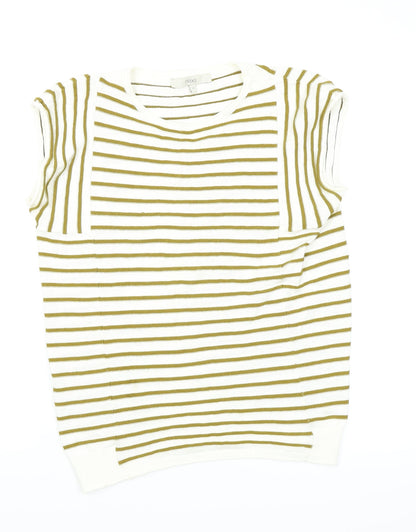 Front view of Next women’s multicoloured striped basic t-shirt, size UK 10