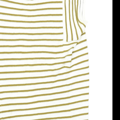 Brand and care label for Next women’s multicoloured striped basic t-shirt, size UK 10