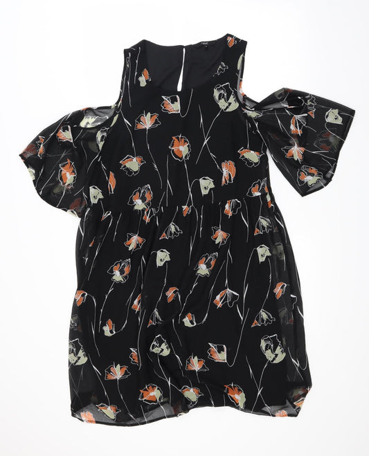 NEXT Womens Black Floral  Fit & Flare  Size 12  - internal slip