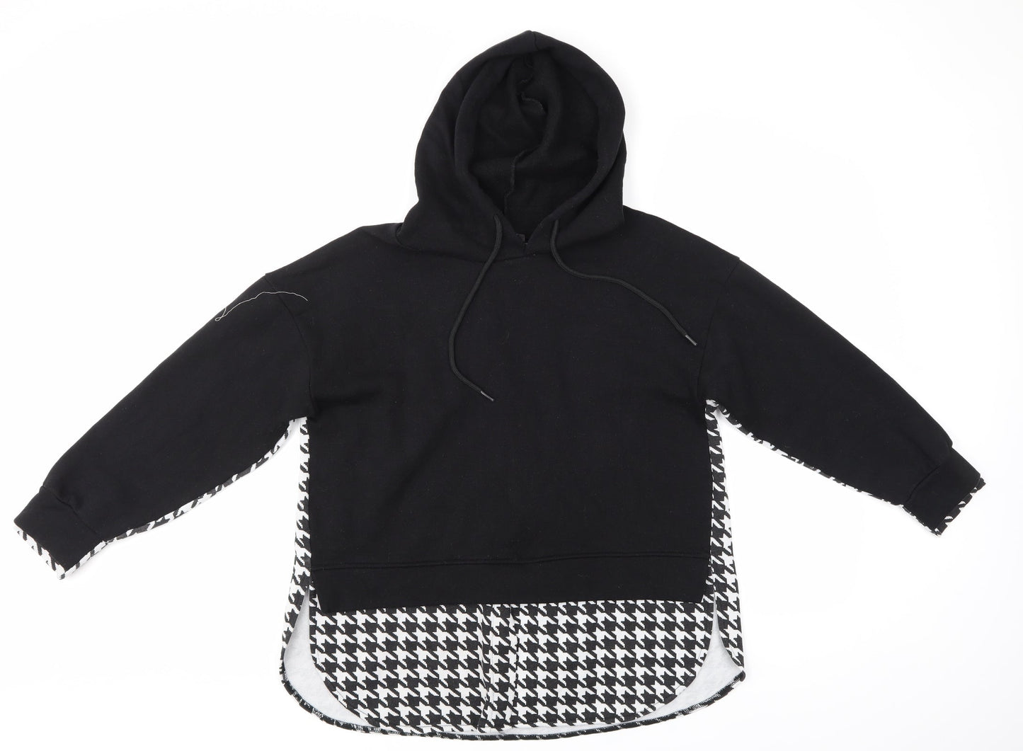 Cameo rose Womens Black Houndstooth  Pullover Hoodie Size S