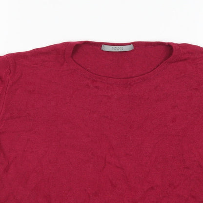 Close-up detail of Marks & Spencer women’s purple jumper, size UK 12