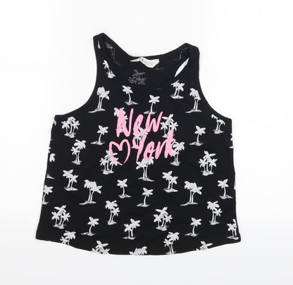 Additional front view of H&M girls’ black basic tank, size 10-11, years