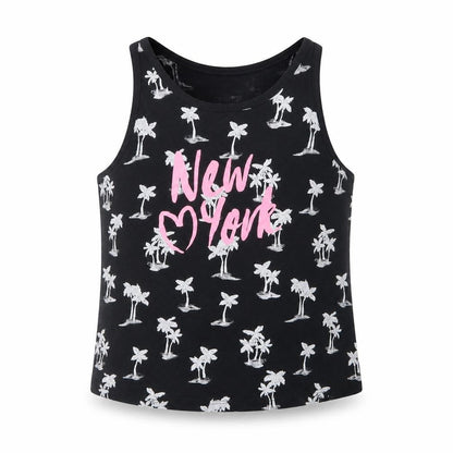 Front view of H&M girls’ black basic tank, size 10-11, years