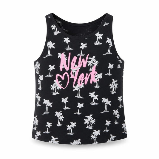 Front view of H&M girls’ black basic tank, size 10-11, years