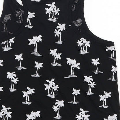 Brand and care label for H&M girls’ black basic tank, size 10-11, years