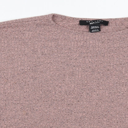 Close-up detail of New Look girls’ pink basic t-shirt, size 10, years