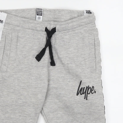 Close-up detail of Hype boys’ grey sweat shorts, size 7, years