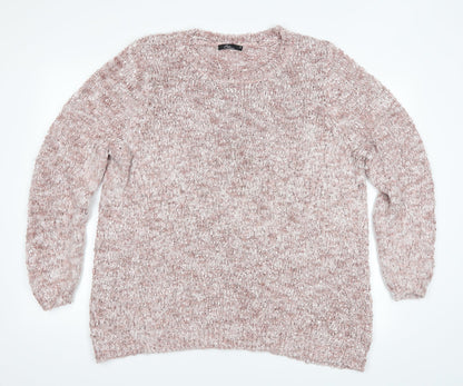 Front view of Bonmarché women’s pink jumper, size XL