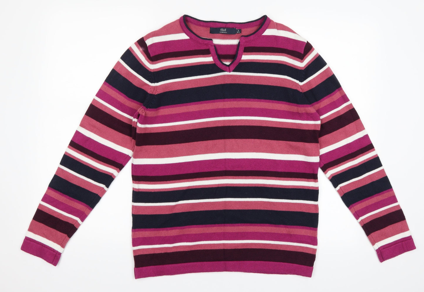 isle Womens Pink Striped  Pullover Jumper Size S