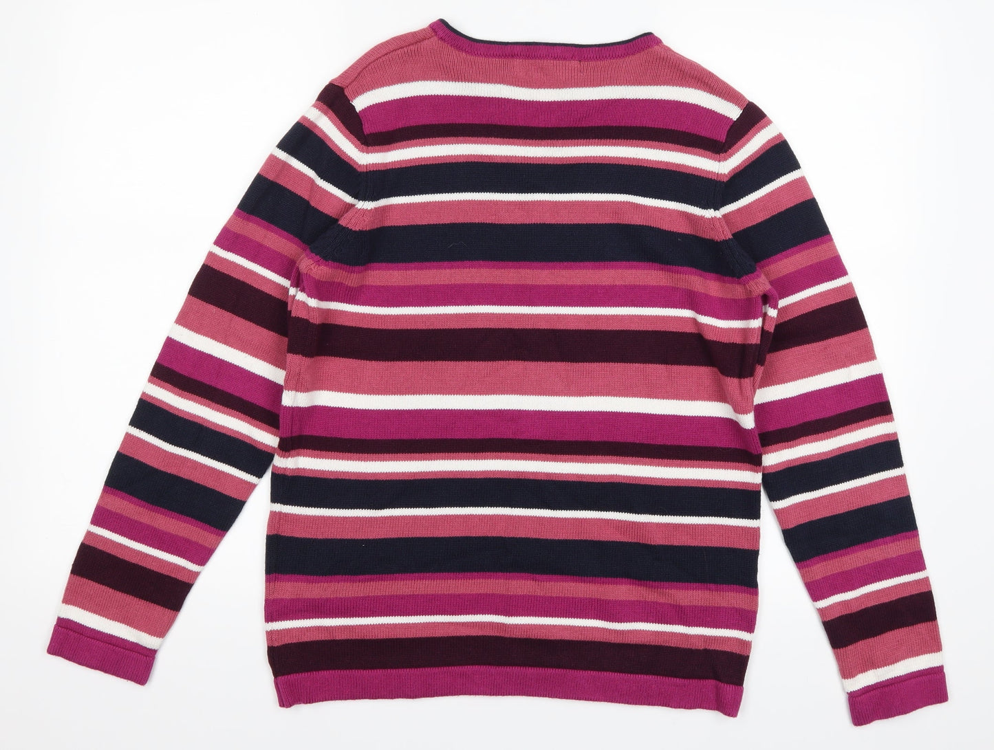 isle Womens Pink Striped  Pullover Jumper Size S